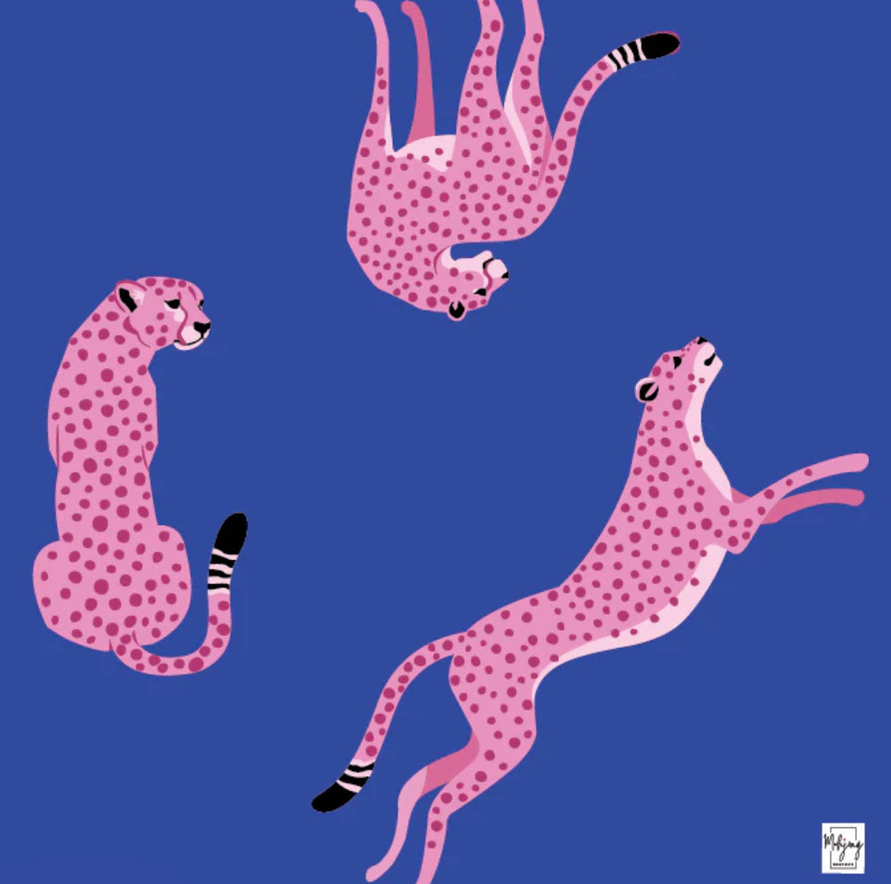 Flirty Leopards Mat in Cobalt Blue | Bespoke Mahjong