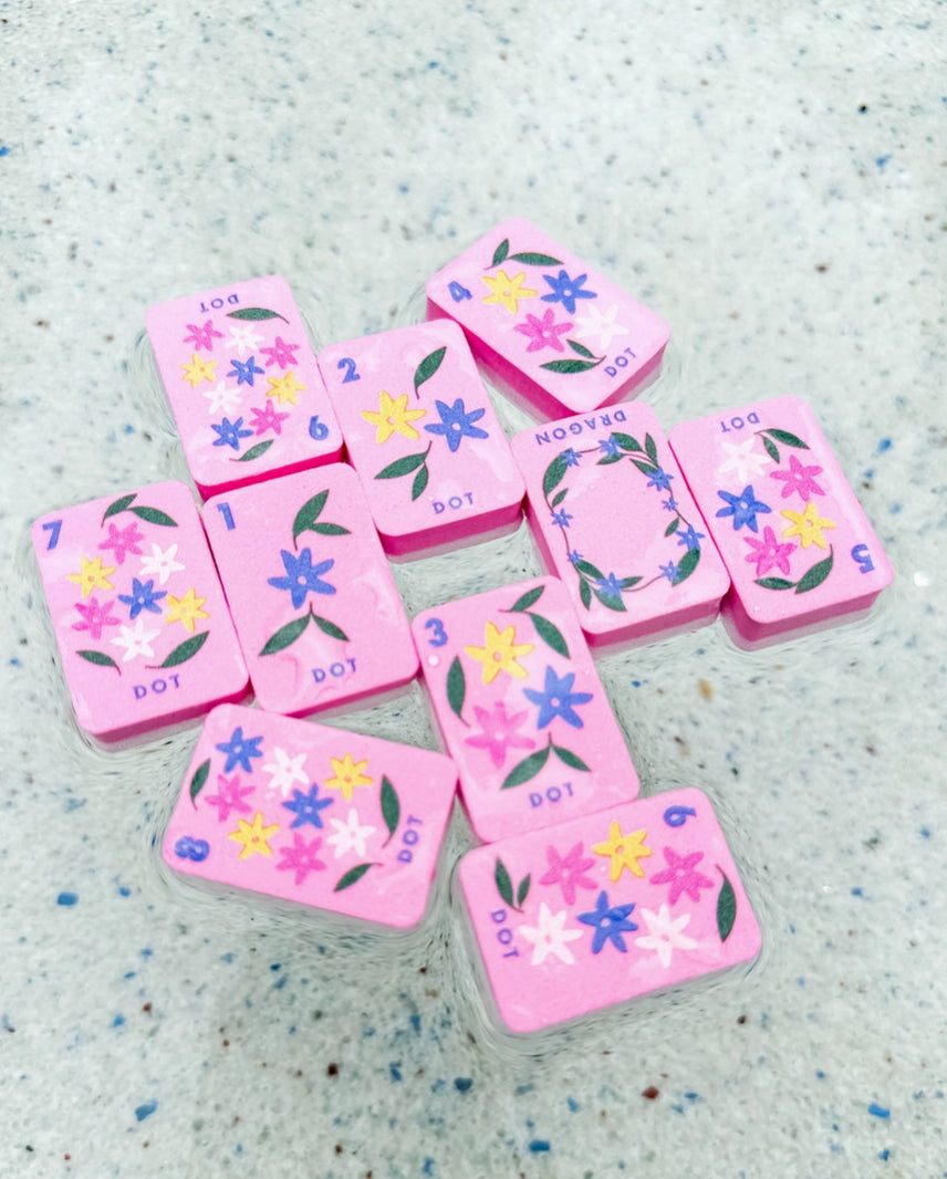 Floating Mahjong Tiles in Floral Pink | Girl Tribe Co.