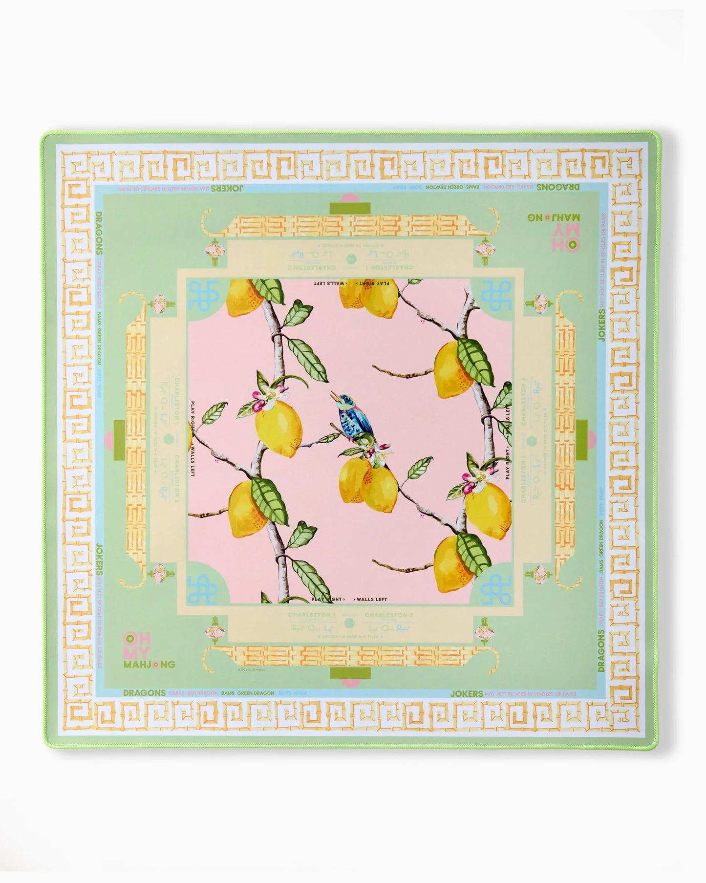 Citrus Songbird Modern Neoprene Mahjong Playing Mat | Oh My Mahjong (OMM)