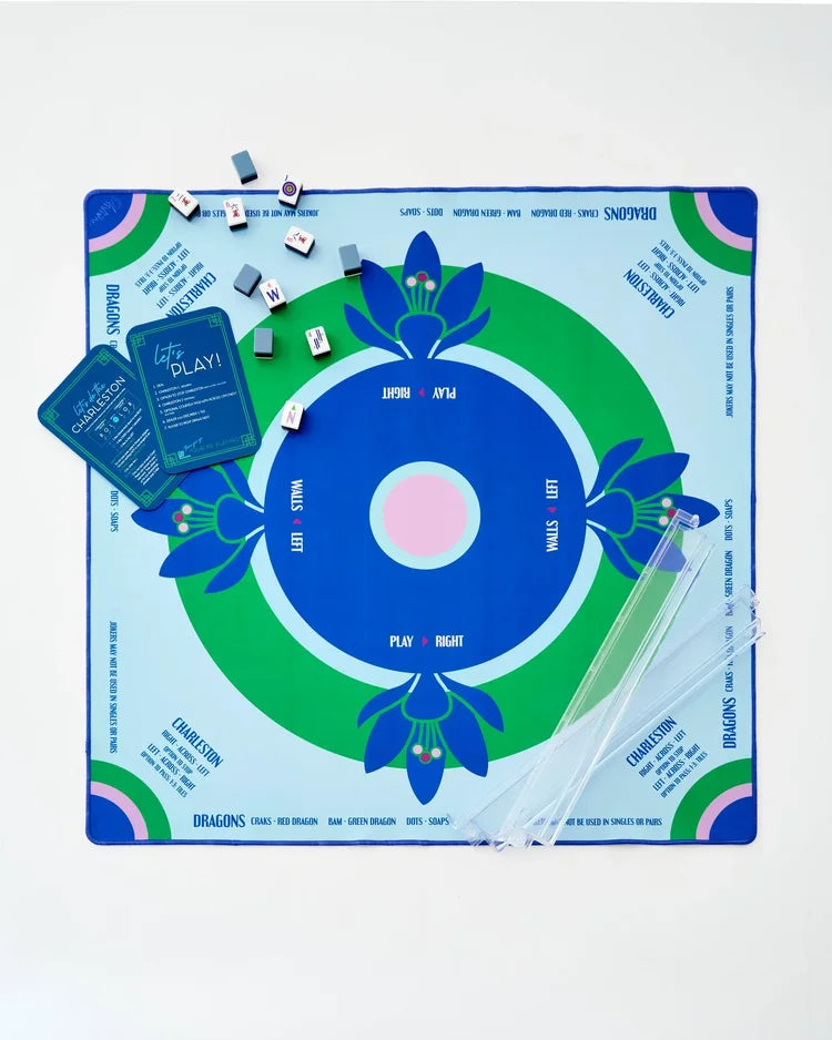 Preppy Soiree Mahjong Mat with Stitched Border | Oh My Mahjong