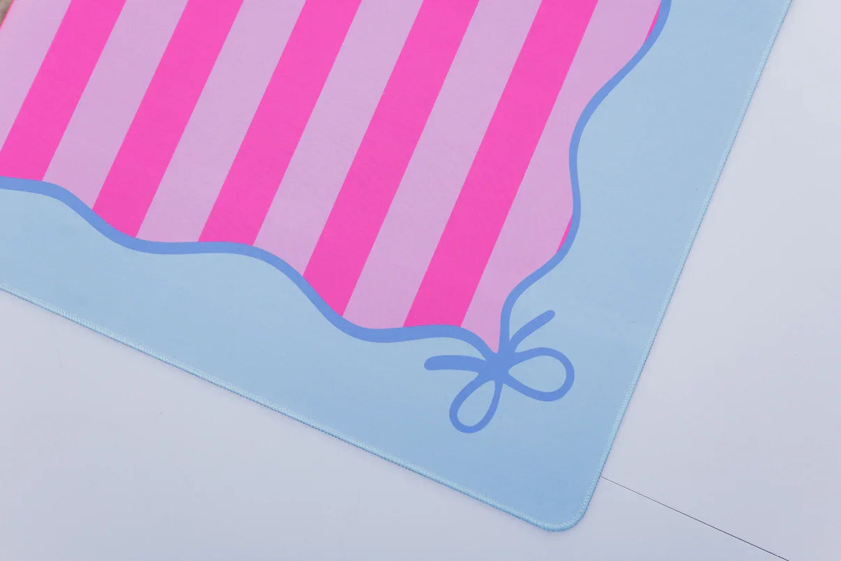 Mahjong Bow Mat - Blue and Pink | The Woodlands Mahjong Society