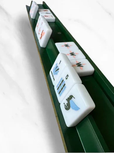 Dark Green Mahjong Racks & Pushers (Set of 4) | Peace Love Mahjong