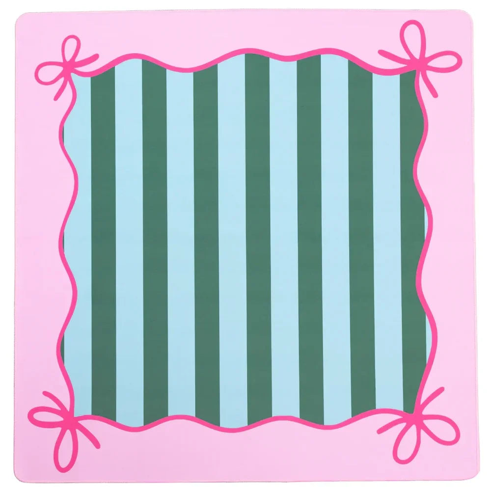 Green & Pink Bow Mahjong Playing Mat | The Woodlands Mahjong Society