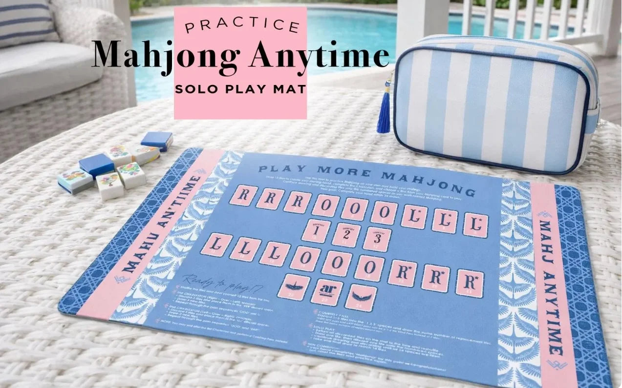 Mahjong Practice Mat in Blue Palm | Anders Ruff Design Co.