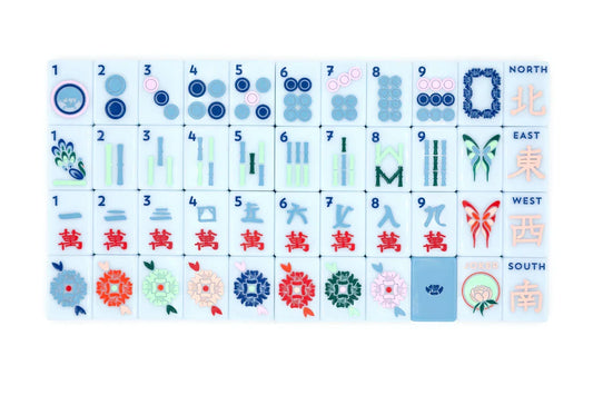 The Mahjong House - The House Tile Set, Light Blue & Pale Blue