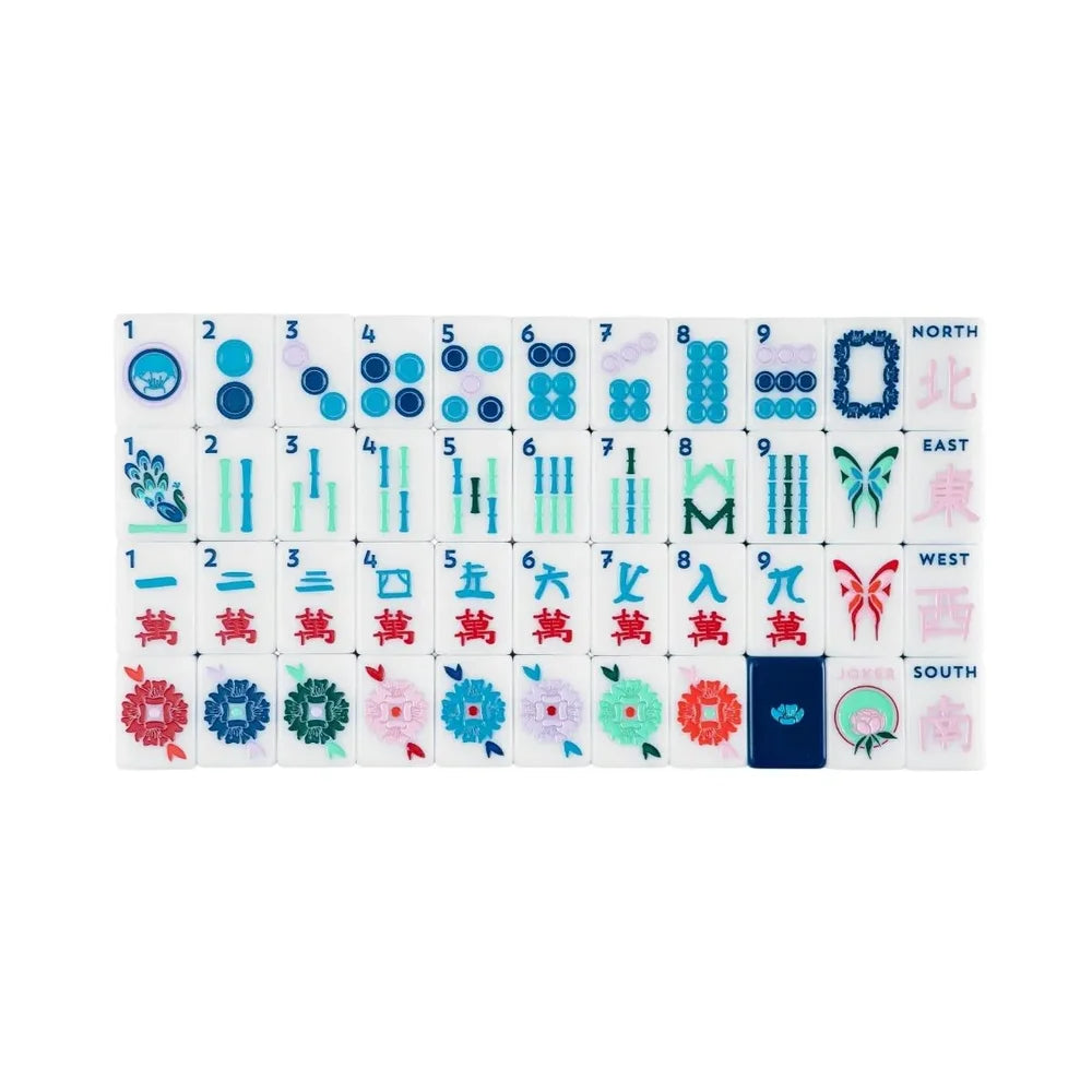 The Mahjong House - The House Tile Set, Blue & White