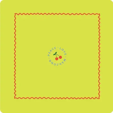 Chartreuse with Cherries Modern Neoprene Mahjong Playing Mat | Peace Love Mahjong (PLM)