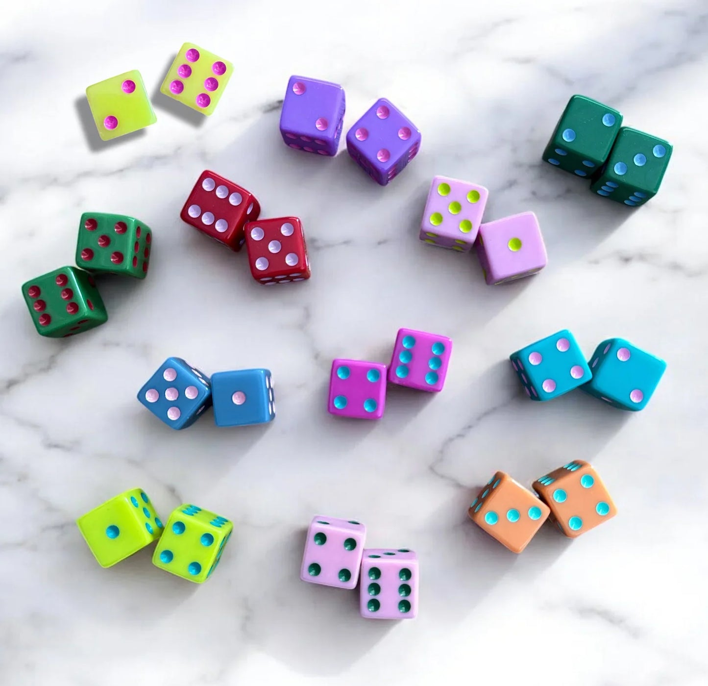 Peace Love Mahjong | Colorful Mahjong Dice Set (Set of 2)