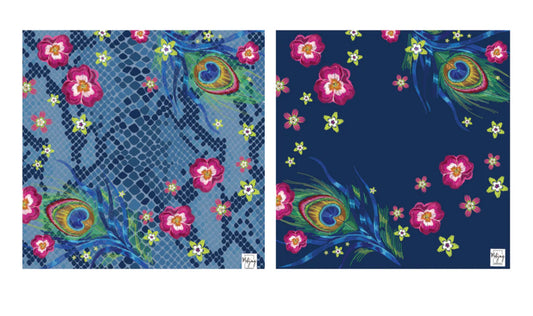 Double the Fun/Darjeeling Peacock 2-sided Mat | Bespoke