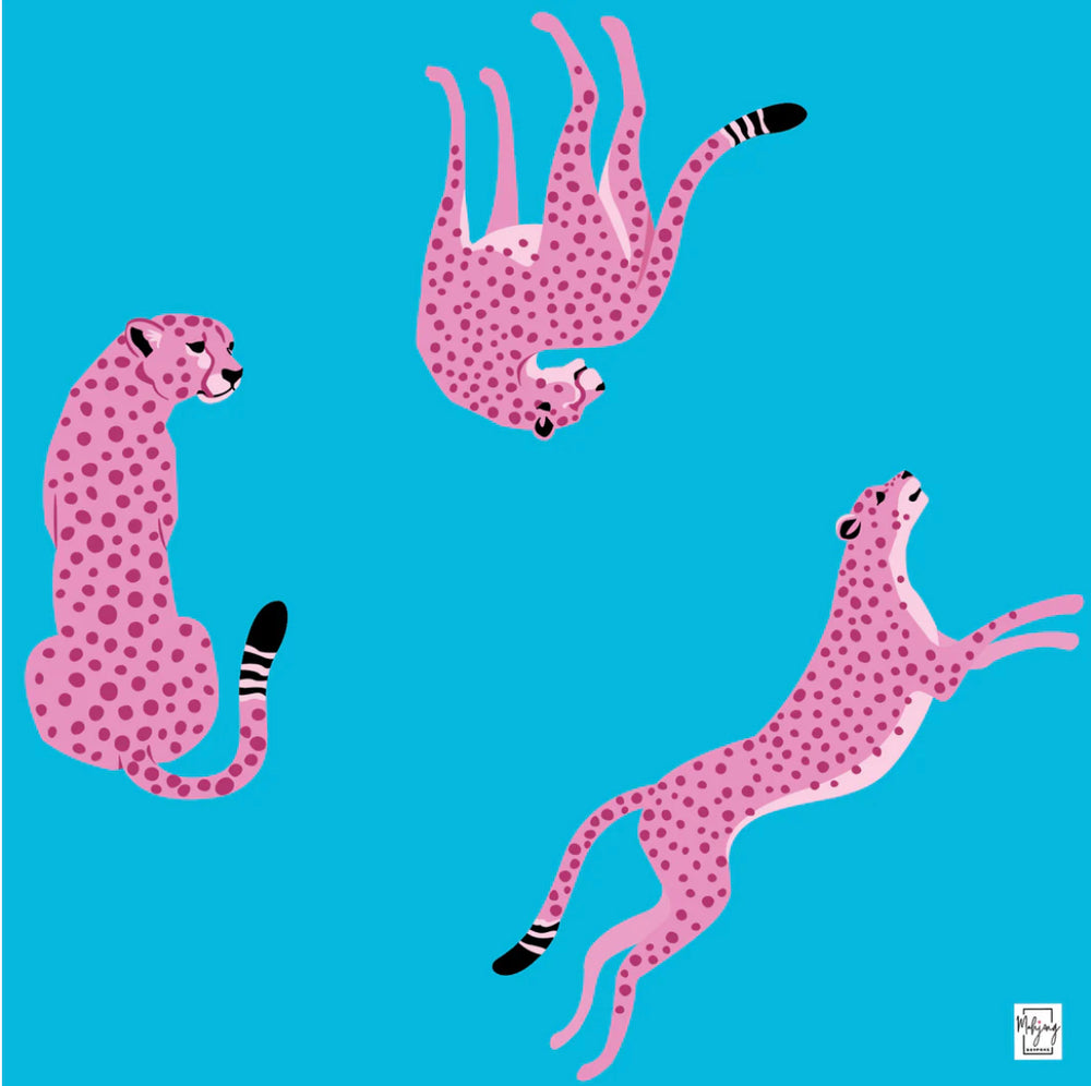 FLIRTY LEOPARDS MAT - VIVID BLUE | Bespoke Mahjong