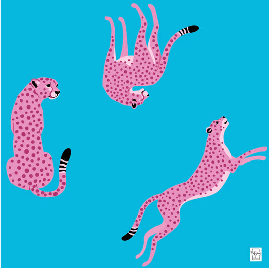 FLIRTY LEOPARDS MAT - VIVID BLUE | Bespoke Mahjong