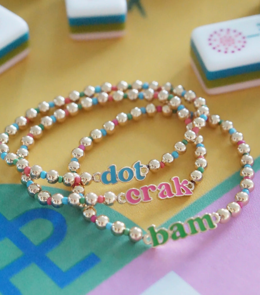 Dot Crack Bam Rainbow Ball Bead Stretch Bracelet Set of 3 | Canvas Style