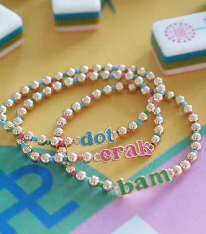 Dot Crack Bam Rainbow Ball Bead Stretch Bracelet Set of 3 | Canvas Style