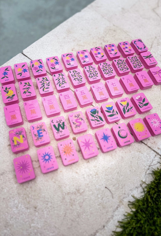 Floating Mahjong Tiles in Floral Pink | Girl Tribe Co.