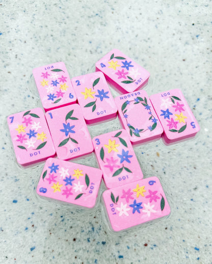 Floating Mahjong Tiles in Floral Pink | Girl Tribe Co.