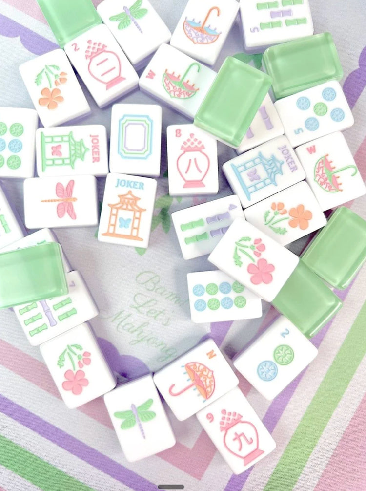Garden Party Tile Set with Mat and Shufflers | Bam Let's Mahjong