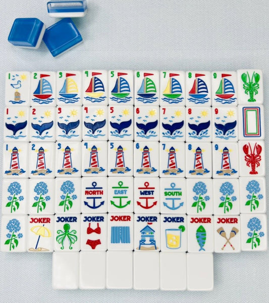 The Nantucket Tiles with Matching Mat and Shuffler | Bam Let's Mahj