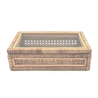 Handwoven Rattan Mahjong Tile Storage Box | Bohemian Tile Organizer