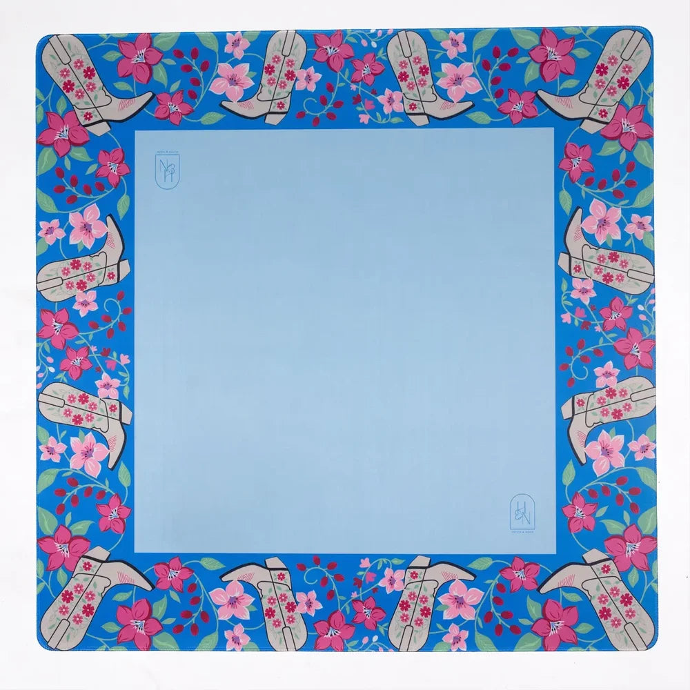Mahjong Mat - Blue Cowboy Boot | Hutch & Nook
