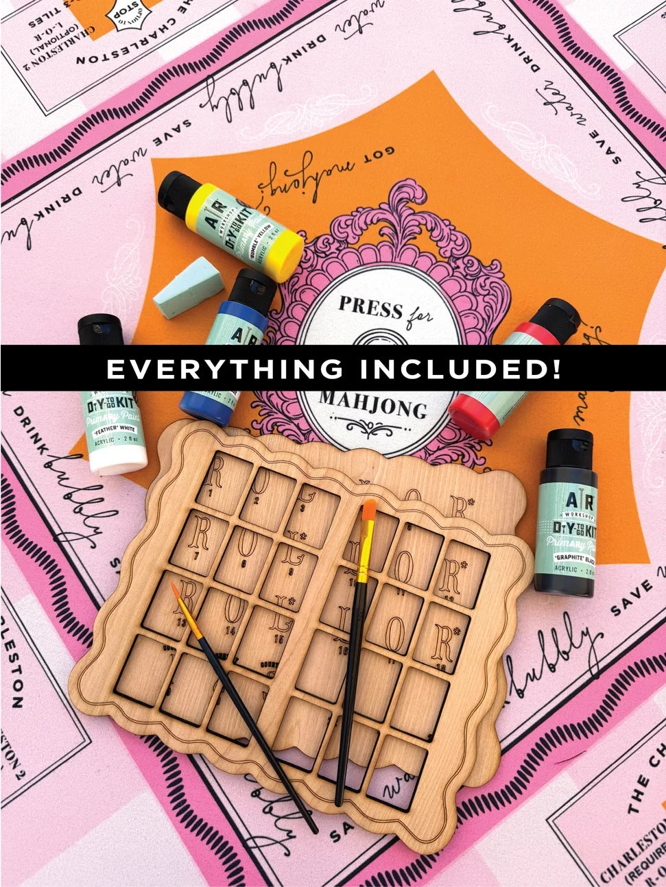 Mahjong Solo Practice Board Diy Kit | Paint, Sip & Play | Anders Ruff Design Co
