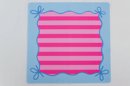 Mahjong Bow Mat - Blue and Pink | The Woodlands Mahjong Society