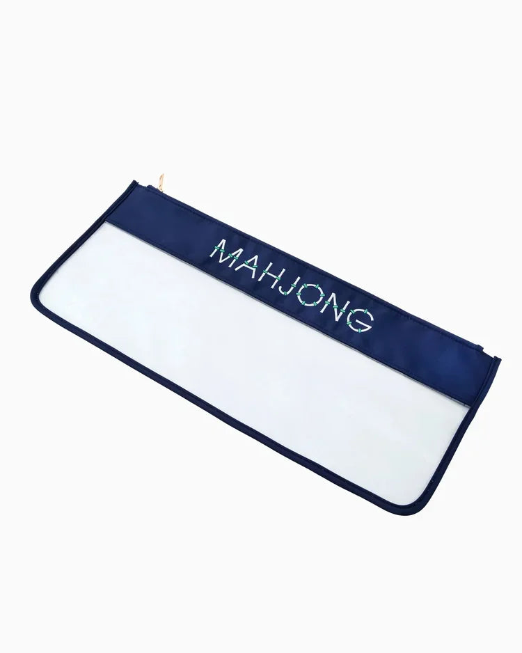 Navy Bamboo Woven Canvas Mahjong Tile Carrying Bag | Oh My Mahjong