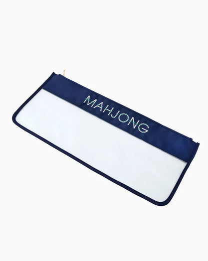 Navy Bamboo Woven Canvas Mahjong Tile Carrying Bag | Oh My Mahjong