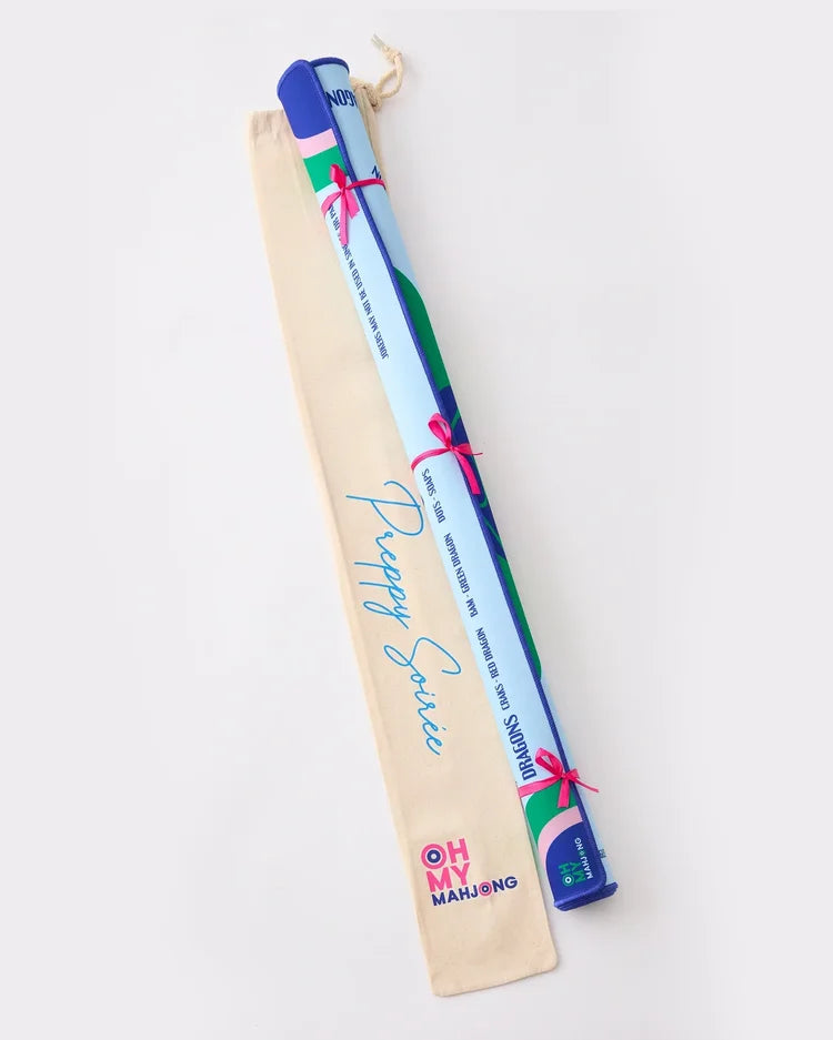 Preppy Soiree Mahjong Mat with Stitched Border | Oh My Mahjong
