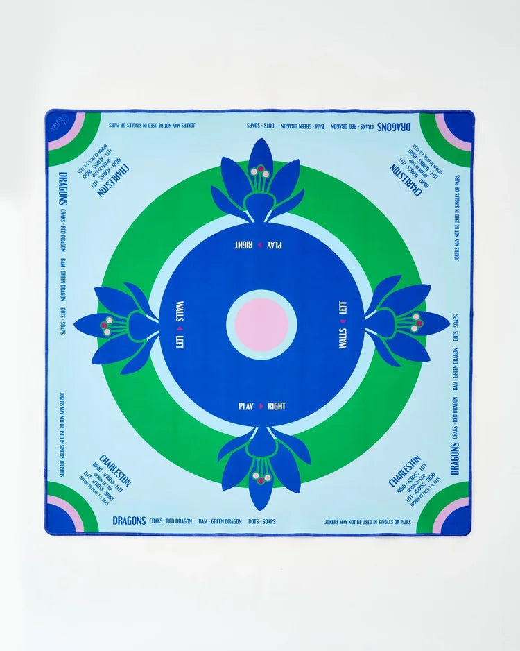 Preppy Soiree Mahjong Mat with Stitched Border | Oh My Mahjong