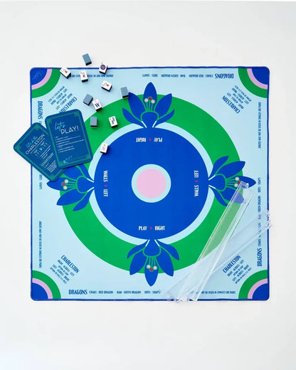 Preppy Soiree Mahjong Mat with Stitched Border | Oh My Mahjong