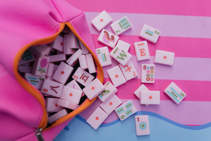 Mahjong Bow Mat - Blue and Pink | The Woodlands Mahjong Society